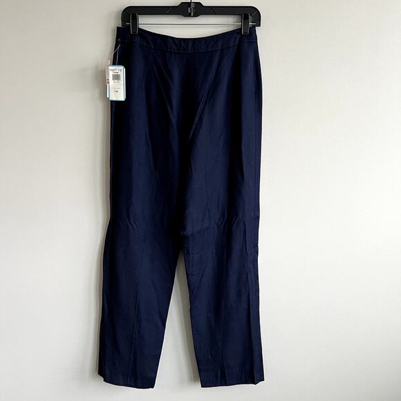 Vintage Evan Picone Trousers Navy Blue Flat Front No Pockets 14 Petite NWT - Picture 3 of 4